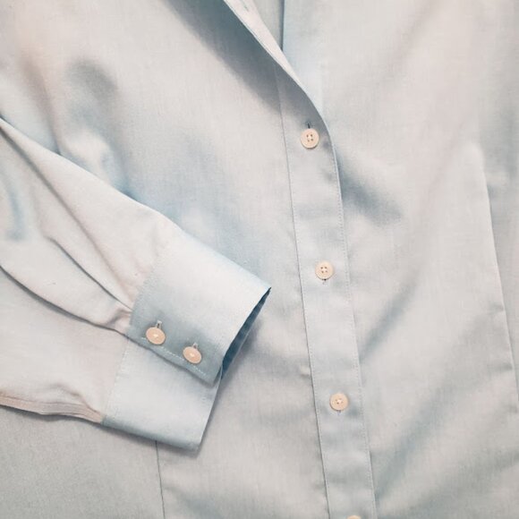 Jones New York Blue Fitted Shirt 100% Cotton Size L - Picture 3 of 5